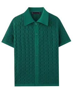 Chemise formelle pour homme en tricot personnalisé de haute qualité, coton/fibre de bambou, jacquard uni, manches régulières, écologique, respirante, été - Product Image 1