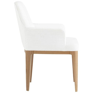 Fauteuil de jardin rembourré blanc avec pieds en bois massif, chaise moderne d'extérieur pour terrasse et salle à manger - Product Image 3