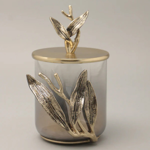 New Arrival Round Shape Gold Finished Brass Metal Decorative Canister <b>Jar</b> Highest Quality Plastic Hot Selling - Product Image 4