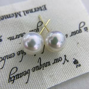 Boucles d'oreilles en perles d'Akoya d'eau de mer naturelles de 6 à 8 mm, rondes et légèrement imparfaites, design simple pour la vente en gros - Product Image 2