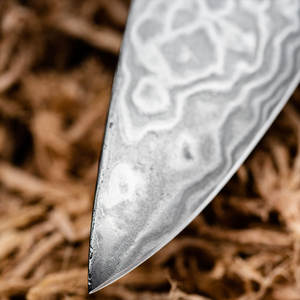 Cuchillo de cocina de acero de Damasco con hoja de acero de patrón duradero para cortar y rebanar alimentos, cuchillo de chef de alto rendimiento. - Product Image 5