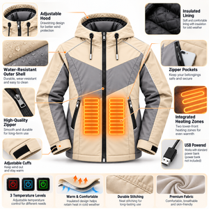 USB <b>Heated</b> Winter Jacket <b>Men</b> Women Rechargeable Battery Outdoor Hooded <b>Coat</b> Smart Temperature Control OEM ODM - Product Image 5