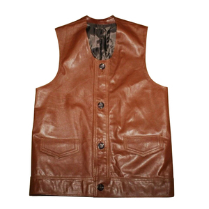 Chaleco de Cuero Genuino Vintage para Hombre, Estilo Vaquero Desgastado, Servicio OEM, Ropa Casual Urbana, Atuendo de Moda Occidental - Product Image 4