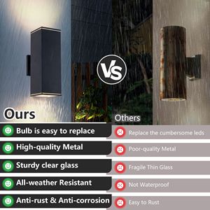 Modern Outdoor <b>Wall</b> <b>Sconce</b> 2-<b>Light</b> Aluminum Rectangular Tube Tempered Glass Waterproof Patio <b>Light</b> - Product Image 6