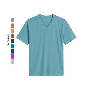 เสื้อยืดคอกว้าง แขนสั้น สีพื้น ผ้าฝ้าย ทรงปกติ สำหรับผู้ชาย แบบเรียบ ไม่มีลาย - Product Image 2