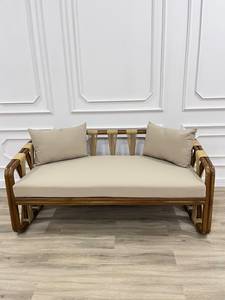 Modern Outdoor Garden Daybed <b>Sofa</b> <b>Set</b> with Rattan Rope Cushions and Throw Pillows - Product Image 1