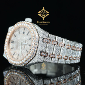 Reloj de Diamantes de Lujo Pahal Jewels para Hombre, Caja Tonneau de Acero Inoxidable de 41 mm, Cuarzo Analógico con Visualización de Fecha, Cristal de Zafiro, Correa de 20 mm - Product Image 2