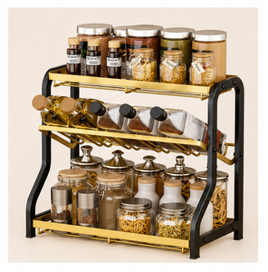 Modern 3-Tier Metal Spice Rack Organizer for <b>Kitchen</b> Countertop Seasoning Storage Shelf Bottle Holder for <b>Pantry</b> Organization - Product Image 3