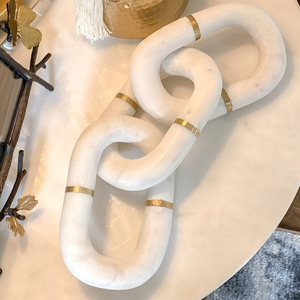 Plateau de table décoratif de luxe fait main en marbre, moderne, étanche, écologique et personnalisable, de qualité supérieure, pour la maison, avec motif chaîne, pour Diwali et occasions de sympathie - Product Image 1