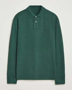 Polo de Manga Larga para Hombre, de Algodón Piqué, Color Verde Sólido, Cuello Camisero, Estilo Casual para Primavera - Product Image 1