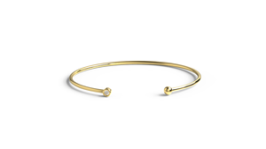 18K Gold Open Cuff Bangle Bracelet Bezel Set Round Diamond Torque Wire Bracelet <b>Plain</b> Ball Bead Stacking Bangles For Women - Product Image 1