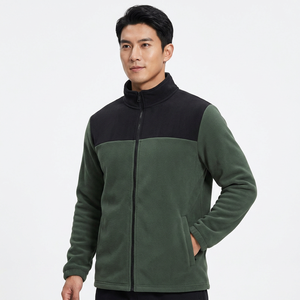 Chaqueta Unisex de Forro Polar Sólido con Cuello Alto y Cremallera, para Uso Formal en Invierno y Actividades al Aire Libre, Corte Regular, Verde y Negro en la Parte Delantera - Product Image 6