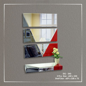 Ensemble de 3 miroirs avec étagère, design géométrique contemporain qui sublime instantanément n'importe quelle décoration murale. - Product Image 1