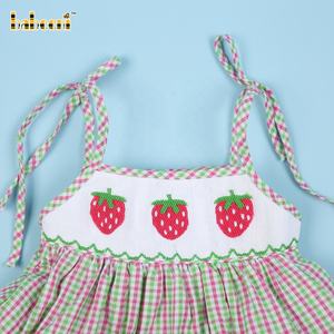 Babeeni fraise main smocké fille robe enfants vêtements ODM enfants Smock robe personnalisée broderie en gros-BB3074 - Product Image 5