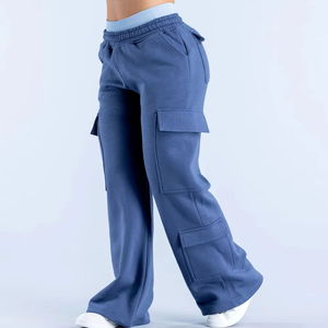 Pantalones Cargo de Invierno para Mujer, Cintura Elástica, Transpirables, Corte Regular, Estilo Urbano, con Bolsillos y Logotipo Personalizado - Product Image 4