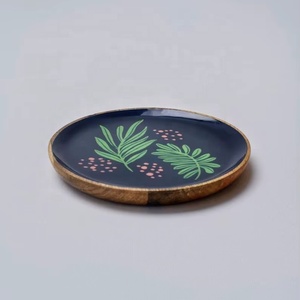 Feuille tropicale en bois plateau de service cuisine apéritif plateau moderne botanique décor à la maison élégant table - Product Image 1