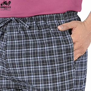 Custom Logo Print Purple Blue Plaid Mid Waist Flannel Men's Pants Custom Men Flannel Pant <b>Trousers</b> Men's Sweatpants Open Bottom - Product Image 6