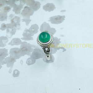 Bague en onyx vert, bague en argent sterling 925, bague en pierre verte pour femmes, bague de fiançailles faite à la main, cadeau de Noël - Product Image 6