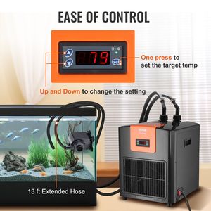 Refroidisseur d'eau hydroponique 1/4 HP pour aquariums de 92 gallons (348 L) avec compresseur de réfrigération silencieux pour eau de mer et eau douce, accessoires - Product Image 6