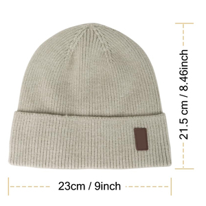 Wholesale Soft Warm <b>Winter</b> Hat Fleece Lining Cuffed Beanie Custom Brand Leather Patch Knitted Outdoor Skull <b>Cap</b> <b>For</b> <b>Men</b> Women - Product Image 2