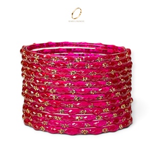 Ensemble de bracelets Rani en verre cristal plaqué or rose, style goutte de pluie, inspiré du Cachemire, pour femmes, bijoux de mariage indiens, vente en gros - Product Image 4