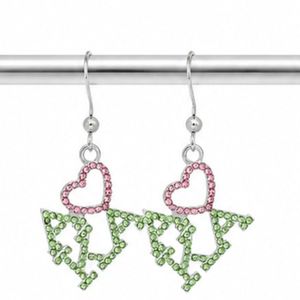 Green Pink Greek Heartfelt Pride Bling Fish <b>Hook</b> <b>Earrings</b> Women Fashion Jewelry Elegant Heart Drop <b>Earrings</b> Gift for Party Daily - Product Image 5
