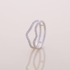 IGI Certified Curved Round Diamond Chevron Wedding Band in <b>Solid</b> 925 Sterling <b>Silver</b> - Product Image 6