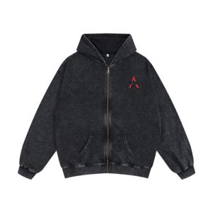 Sudadera con capucha vintage para hombre, con cremallera, de felpa francesa gruesa, lisa, oversize, personalizable, estilo streetwear unisex - Product Image 1