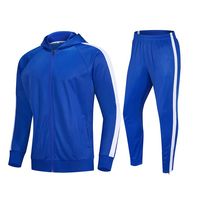 Ensemble de survêtement sportif décontracté pour homme, personnalisé, uni, veste zippée intégrale, pantalon de jogging, séchage rapide, 100% polyester, pour la salle de sport, la course à pied, le football