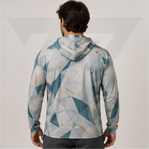 Camisa de Pesca con Capucha y Estampado Geométrico Personalizado, Manga Larga, UPF 50, Secado Rápido, Unisex, Sudadera de Pesca Sublimada - Product Image 3