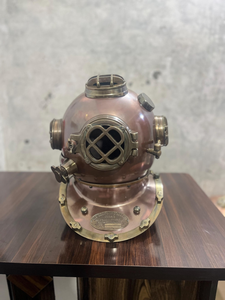 Casque de plongée en cuivre style antique, pièce nautique en laiton, sculpture d'art industriel pour la maison, le bureau, le bar, le restaurant - Product Image 4