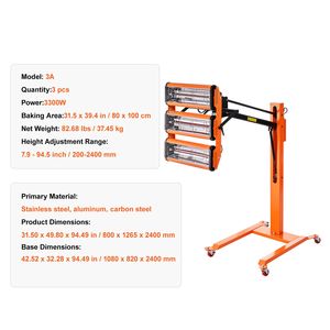 Lampada di polimerizzazione a infrarossi da 3300W con timer da 60 minuti, riscaldamento automatico, area di cottura di 8,61 piedi quadrati, staffa per luce auto per cottura a spruzzo - Product Image 5