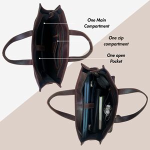 Bolso de Mano de Cuero Genuino para Mujer, Estilo Vintage, con Cierre, de Nailon, para Portátil de 15 Pulgadas, Maletín Marrón para el Trabajo, Bolso de Mensajero para Oficina, con Doble Correa para el Hombro - Product Image 4