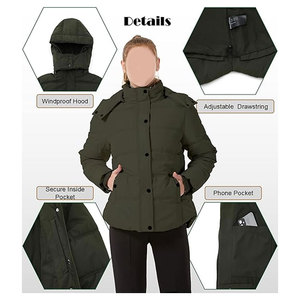 เสื้อแจ็คเก็ตผู้หญิงแบบหนาบุใยสังเคราะห์สำหรับฤดูหนาว พร้อมฮู้ดถอดได้ มีไซส์มาตรฐานและไซส์พลัส เสื้อคลุมกันหนาวแบบหนา - Product Image 5