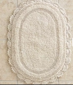 Eco-Friendly Cotton Bath <b>Mat</b> <b>Set</b> Solid Pattern Crochet Border Soft Absorbent Non-Slip <b>Bathroom</b> Floor <b>Mat</b> in bulk - Product Image 5