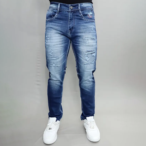 Jeans Gex pour hommes, taille mi-haute, extensibles, bleu marine, qualité supérieure, best-seller - Product Image 1