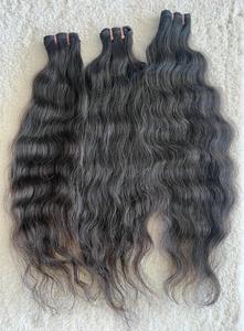 Machine Cuticle Aligned Double Weft Remy Raw Temple Indian Human Hair Extensions Soft <b>Body</b> <b>Wave</b> Style High Quality Exported - Product Image 2