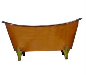 Baignoire ovale autoportante en cuivre martelé à double rebord avec base à jupe pour salle de bain domestique - Product Image 3