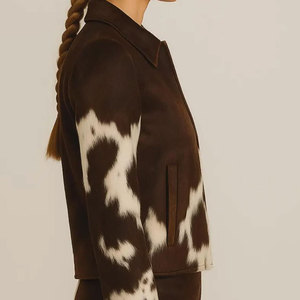 Chaqueta de Cuero Auténtico con Patrón Natural, Material Suave y Duradero, Prenda Exterior Elegante e Ideal, Abrigo Cálido y Cómodo - Product Image 3