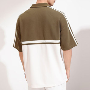 Polo de Manga Corta para Hombre, Color Blanco Oliva con Bloques de Color, Transpirable, de Algodón y Poliéster, Estilo Casual, Moda para Adultos - Product Image 2