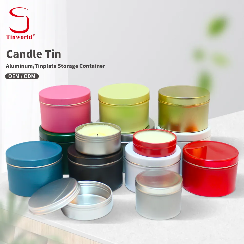 Custom Printing Empty Food Grade Aluminium Jar Round Metal Box Packaging Container Small Scented Candle Tin Can With Lid