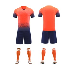 Unisex Orange <b>Navy</b> Gradient Soccer Jersey Set V-Neck Short Sleeve Moisture Wicking Four-Way Stretch Anti-Bacterial Polyester - Product Image 1