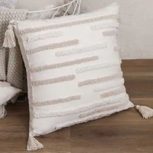 Simple Elegant Woven Cotton Cushion Printed Soft Breathable Fabric Decorative Pillow for Patio <b>Bench</b> Couch Living Room Styling - Product Image 2