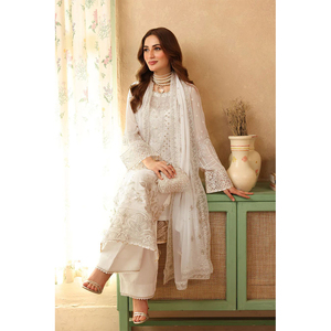 FASHIONISTA INTERNATIONAL Tissu en satin floral suisse style indien pakistanais pour robes de soirée florales de mariage et de fête - Product Image 4