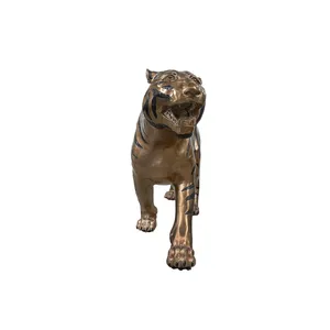 Figura de Tigre Dorada Hecha a Mano Contemporánea, Grabada con Impresión, Acabado Antiguo Pulido, Escultura Decorativa para el Hogar, para Decoración de Bodas y Regalo - Product Image 4