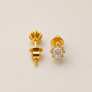 18ct Gold Floral Cluster <b>Stud</b> <b>Earrings</b> with Cubic Zirconia High Polish Elegant Wedding Party Gift Jewelry for Women Girls - Product Image 3