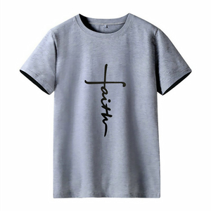 เสื้อยืดผู้หญิงพิมพ์ลาย FAITH แบบกำหนดเอง คอเสื้อแบบสั้น แขนสั้น เป็นมิตรกับสิ่งแวดล้อม แฟชั่น ขายส่ง ราคาถูก ตกแต่งด้วยแพทช์ - Product Image 5