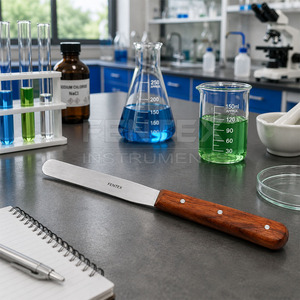 Espátulas Farmacéuticas de Acero Inoxidable de Alta Calidad con Mango de Madera, Espátula para Mezclar Polvo y Ungüento de Laboratorio - Product Image 3