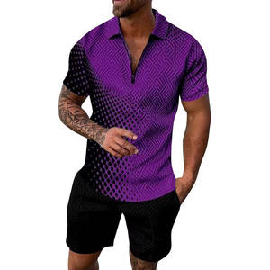 Conjunto de camiseta y pantalones cortos de algodón transpirable para hombre, estilo casual, sublimación, nueva llegada, diferentes colores, conjunto de camiseta y pantalones cortos para hombre. - Product Image 1