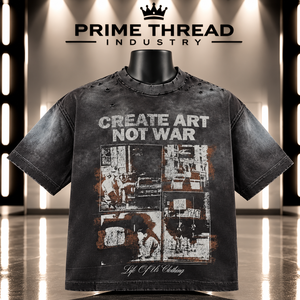 Camiseta Personalizada para Hombre, Estilo Vintage, Lavada, Estampada, Oversize, Desgastada, de Algodón Grueso, Estilo Urbano, Unisex - Product Image 1